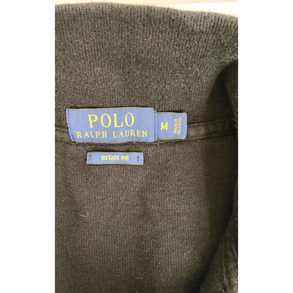 Polo Ralph Lauren Estate Rib 1/4 Zip Sweater Men's M Black Flesh Pony #W5409